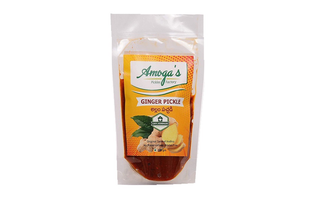 Amoga's Pickles Factory Ginger Pickle    Pack  200 grams